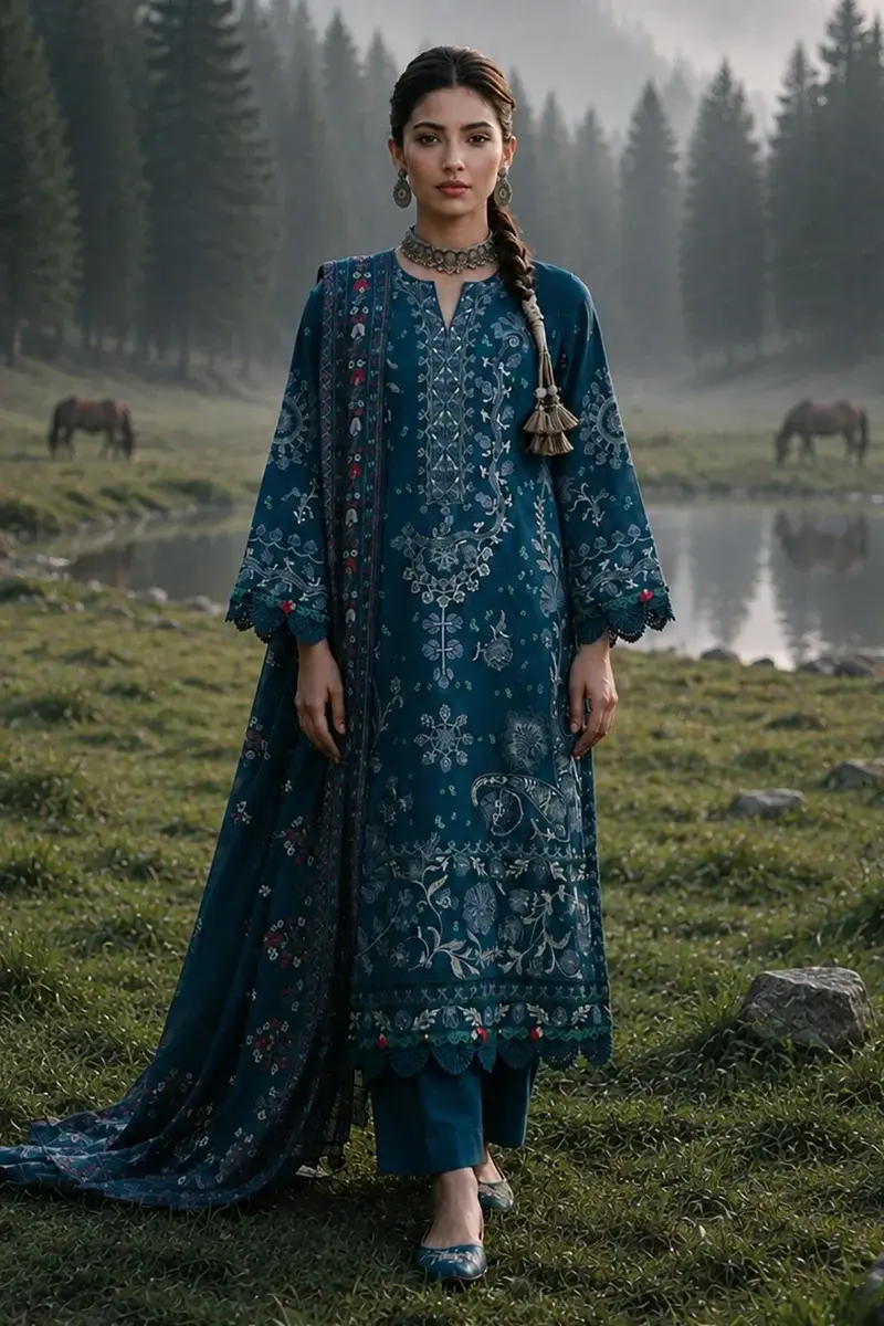 ZELLBURY 3 PIECE EMBROIDERED SUIT