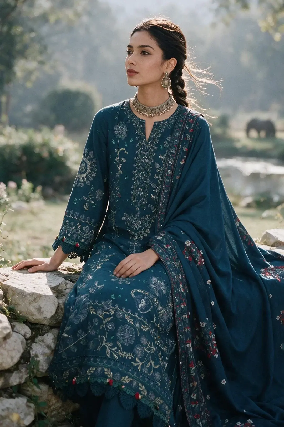 ZELLBURY 3 PIECE EMBROIDERED SUIT — view 7