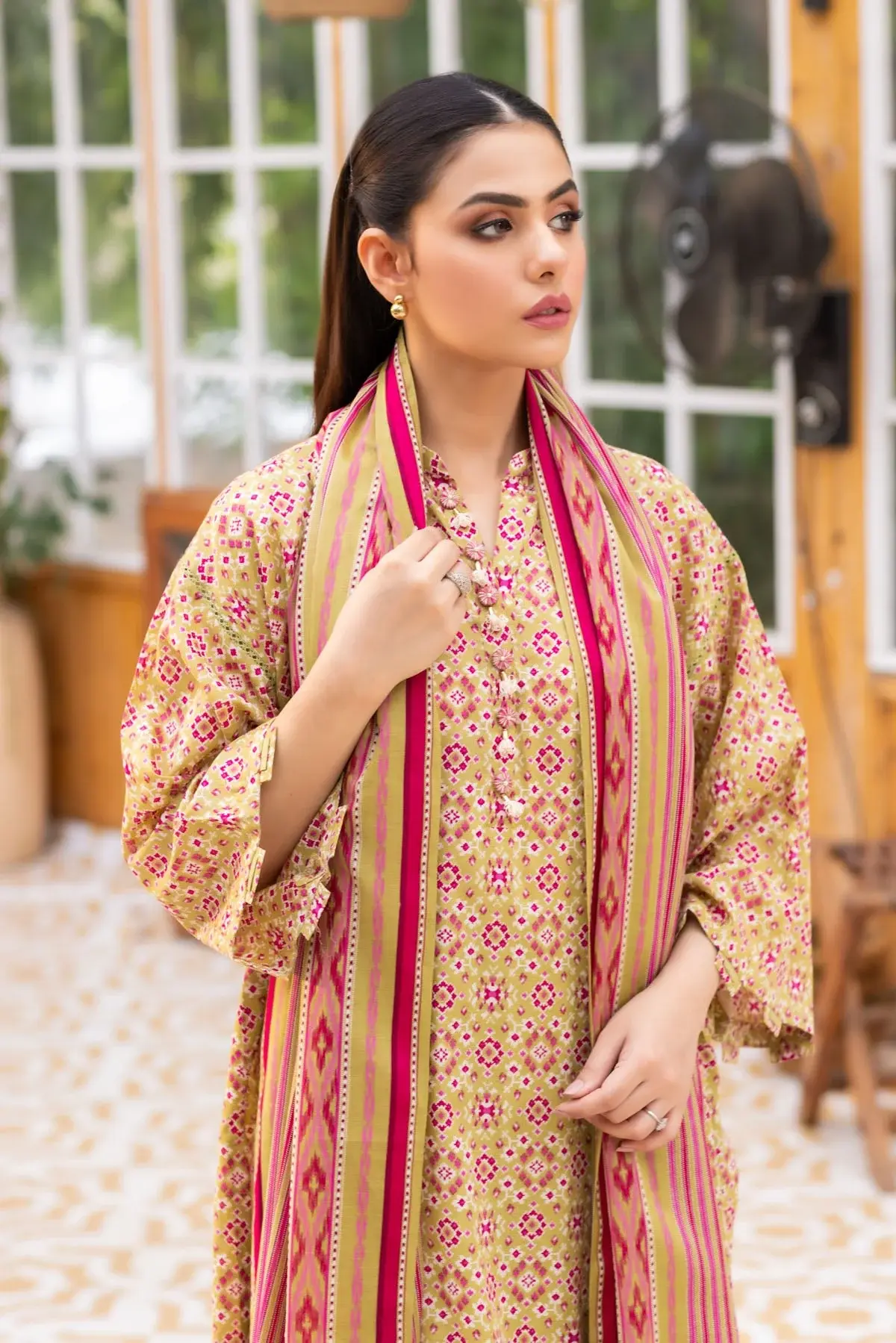 Kayseria 3 Piece Printed Lawn Suit in Green