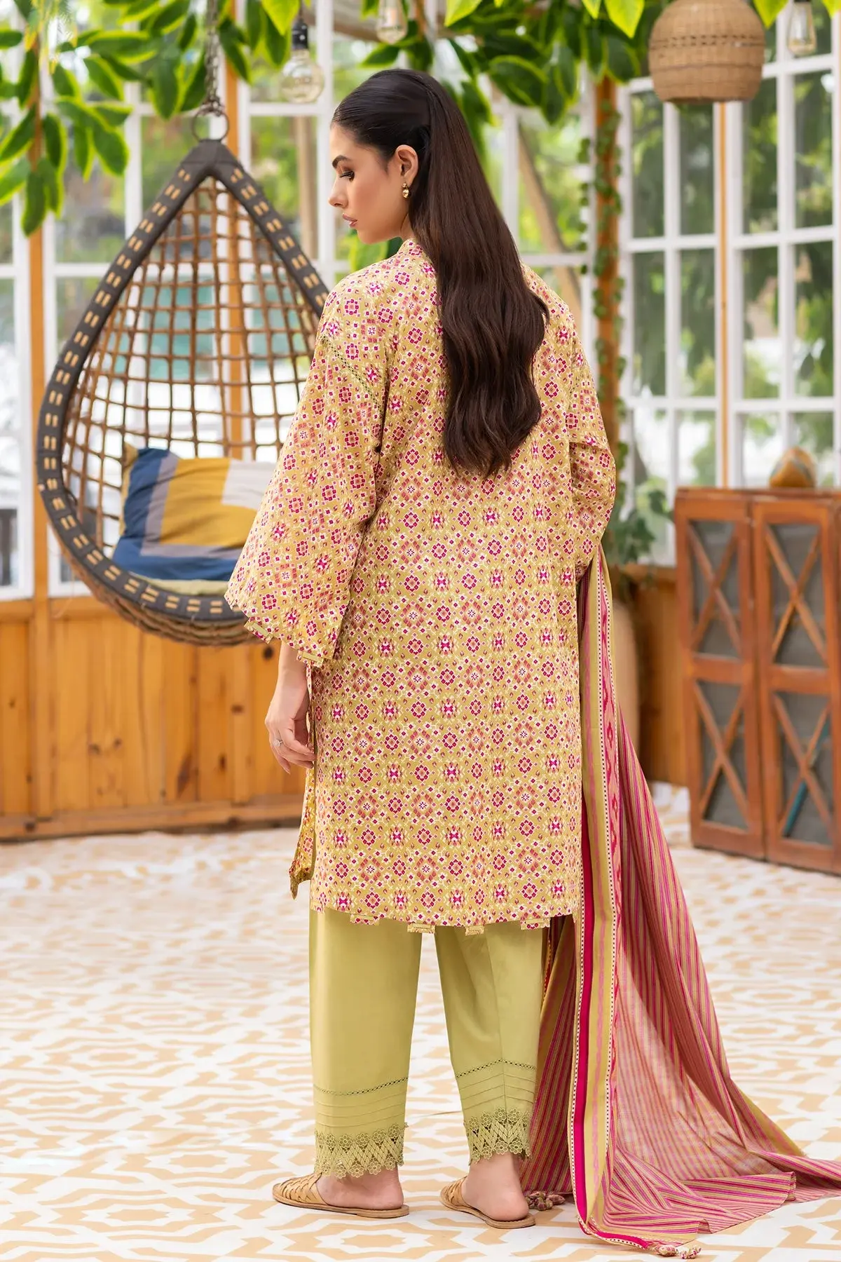 Kayseria 3 Piece Printed Lawn Suit in Green — view 2