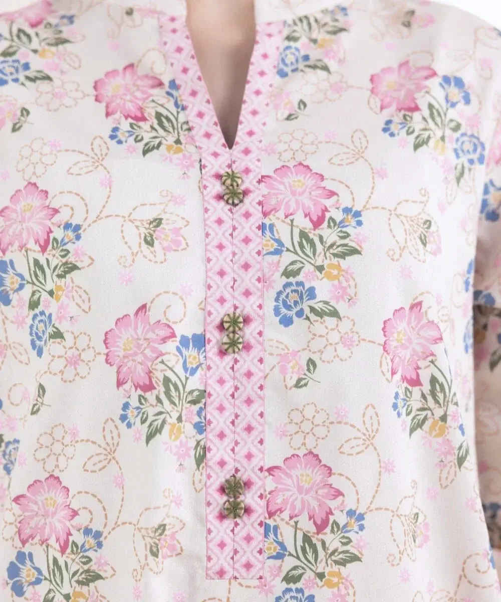 Sapphire 3 Piece Printed Lawn Suit in Off White — view 3