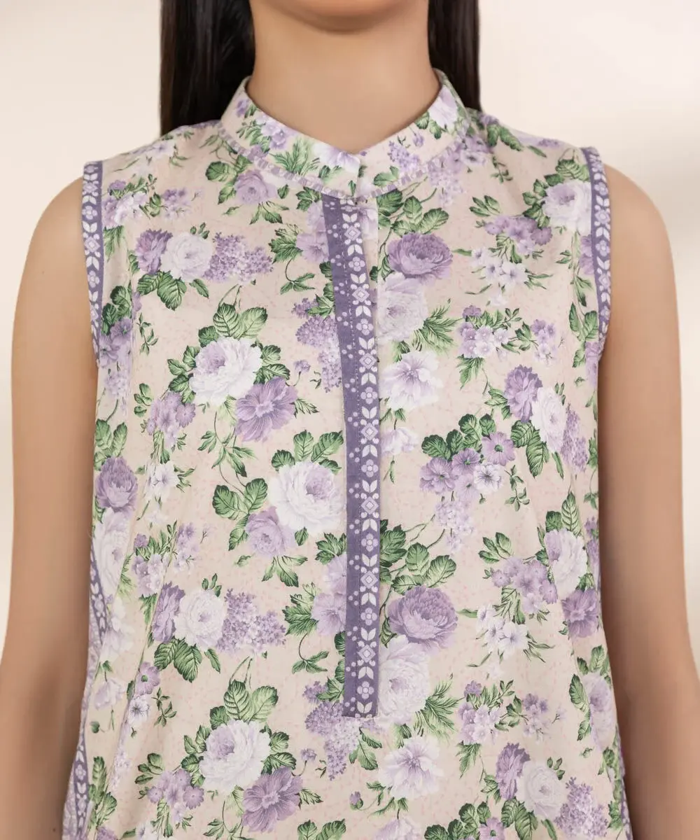 Sapphire 3 Piece Printed Lawn Suit in Off White — view 4